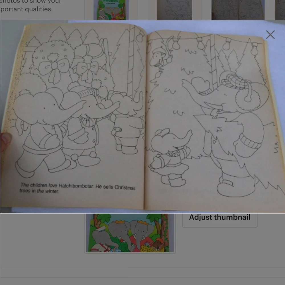 Babar and his friends jumbo size kids cute elephants coloring book 1989